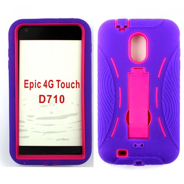Wholesale Samsung Galaxy S2 / D710 Armor hybrid Case with Stand (Purple-Hot Pink)